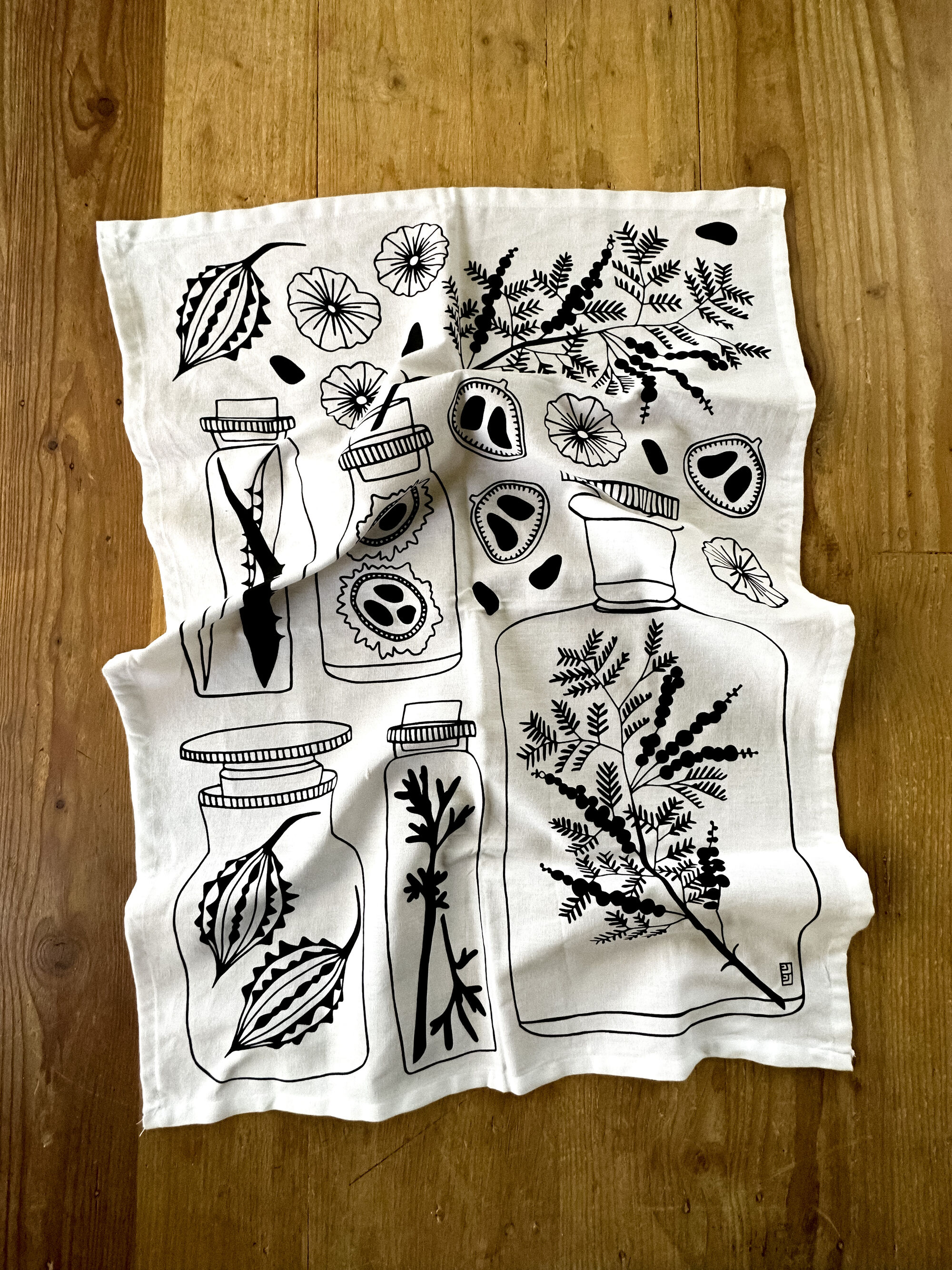 Ida-Line Botanical Tea Towel by Lulu Kitololo